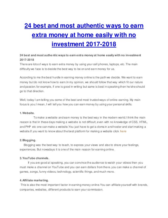 24 Best And Most Authentic Ways To Earn Extra Money At Home Easily Wi - 